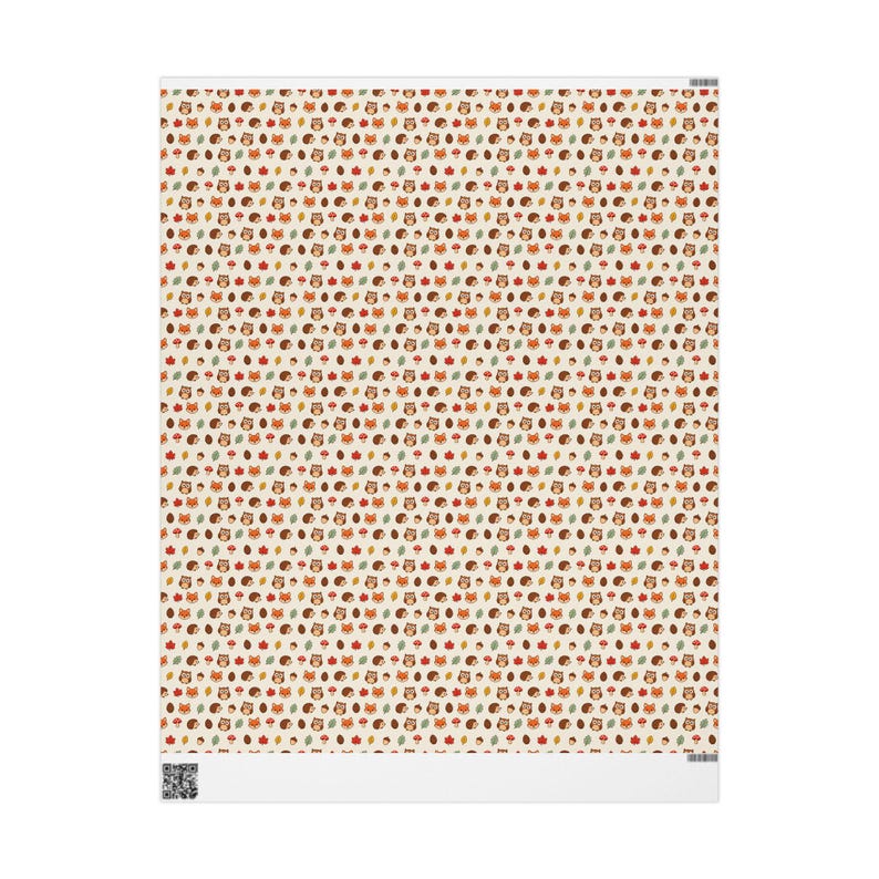 Papel de regalo Amigos del Bosque — Lindo papel de regalo de otoño, zorros, erizos y búhos, papel de regalo de animales de otoño imagen 9