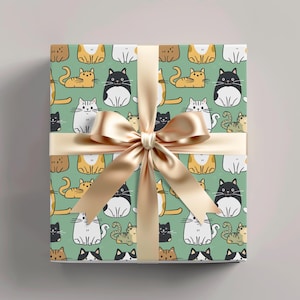 Purrfect Cats Wrapping Paper, Cute Cats Wrapping Paper, Funny Cat Gift Wrap, Playful Cat Patterns, Cat Lover Present, Crazy Cat Lady