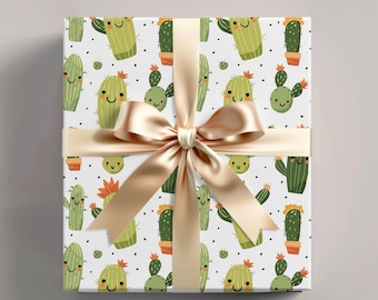 Happy Cactus Wrapping Paper: Botanical Desert Plant Gift Wrap