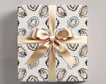 Papel de regalo con temática de ostras: Papel de regalo costero artístico