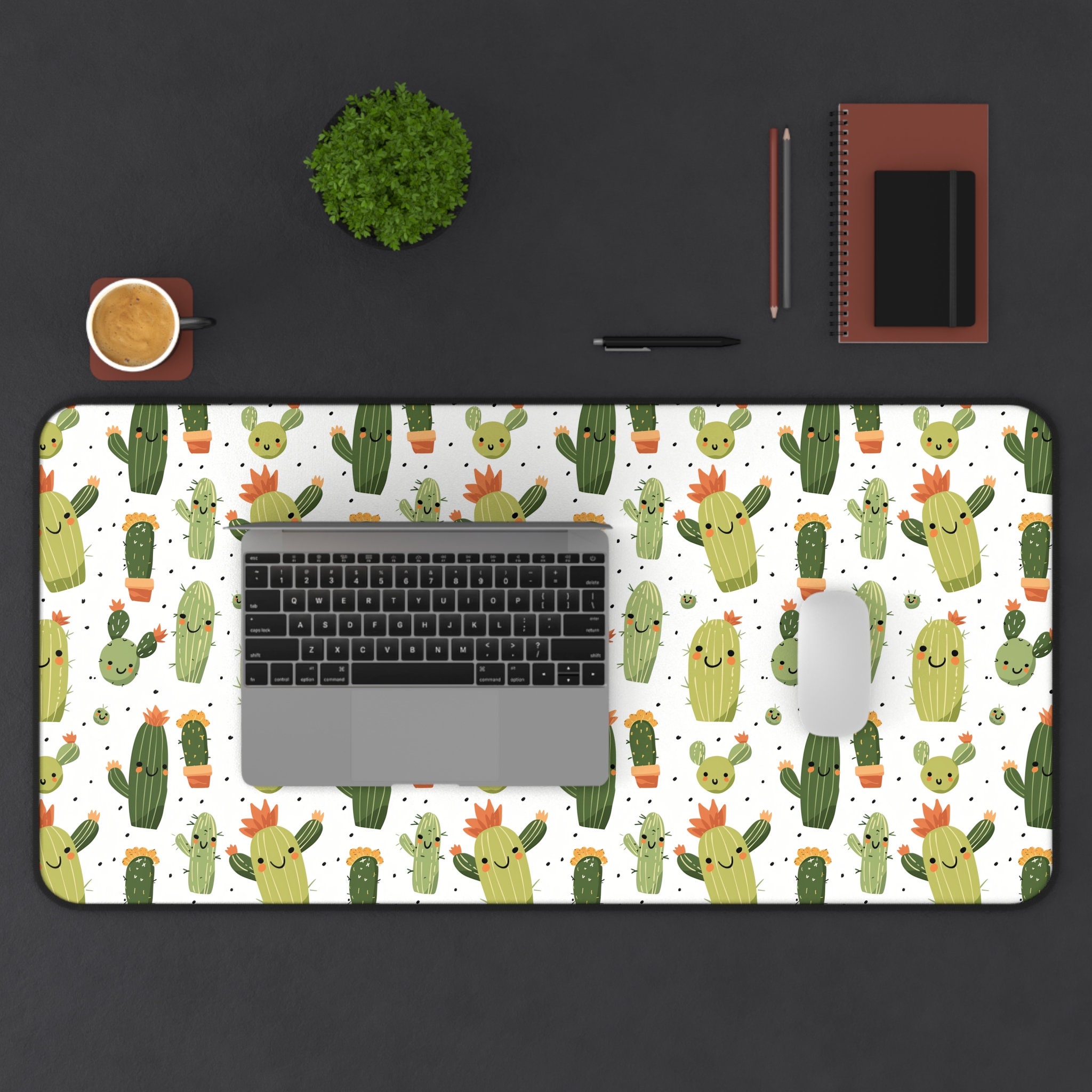 Happy Cactus Schreibtischunterlage: Kawaii Pflanzen Motiv - Etsy.de