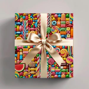 Colorful Candy Pattern Wrapping Paper: Sweet Treats Gift Wrap