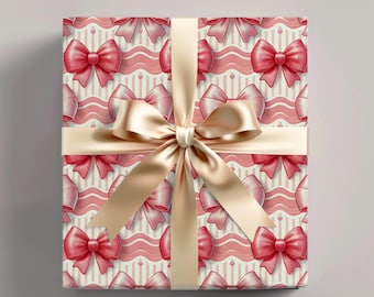 Pink Bows Wrapping Paper, Coquette Gift Wrap, Girly Theme
