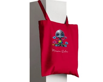 Alien Maman Extra long handle tote bag, Cotton bag, Mom bag, Mom tote bag, Mother's Day, Mom gift, Mom