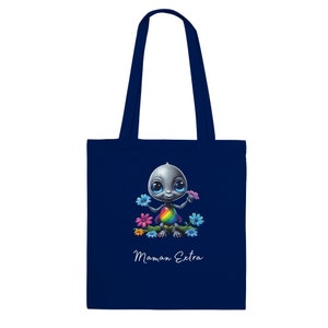 Alien Maman Extra Long Handle Tote Bag, Cotton Bag, Mommy Bag, Mommy Tote Bag, Unique Tote, Mother&#39;s Day, Mom Gift