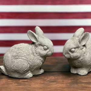 Two Rabbits Figure Concrete Pair of Rabbits Figurine Couple Bunnies ...