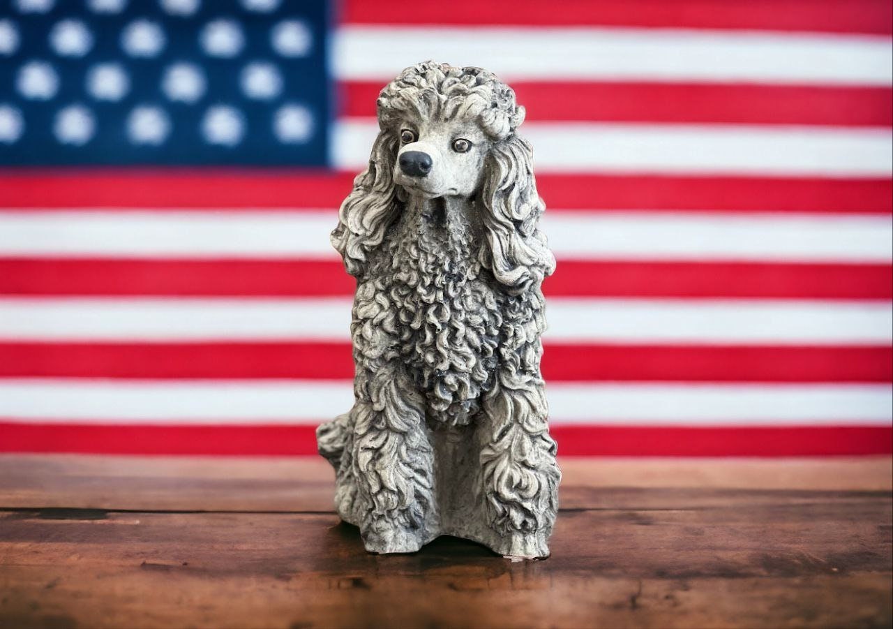 Sitting Poodle Garden Statue Realistic Poodle Dog Sculpture Concrete