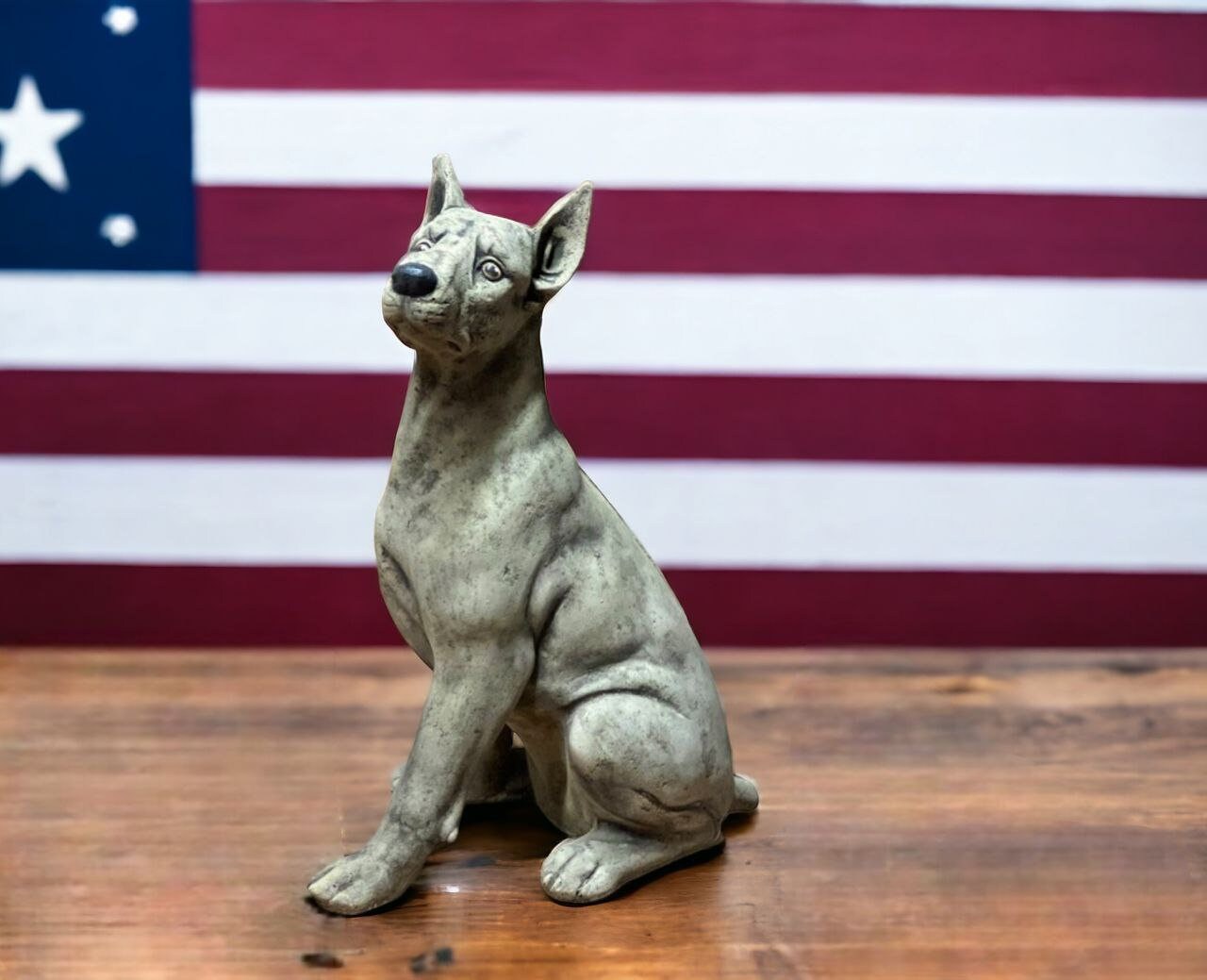 Sitting Pinscher Dog Figure Stone Pinscher Memorial Sculpture Painted ...