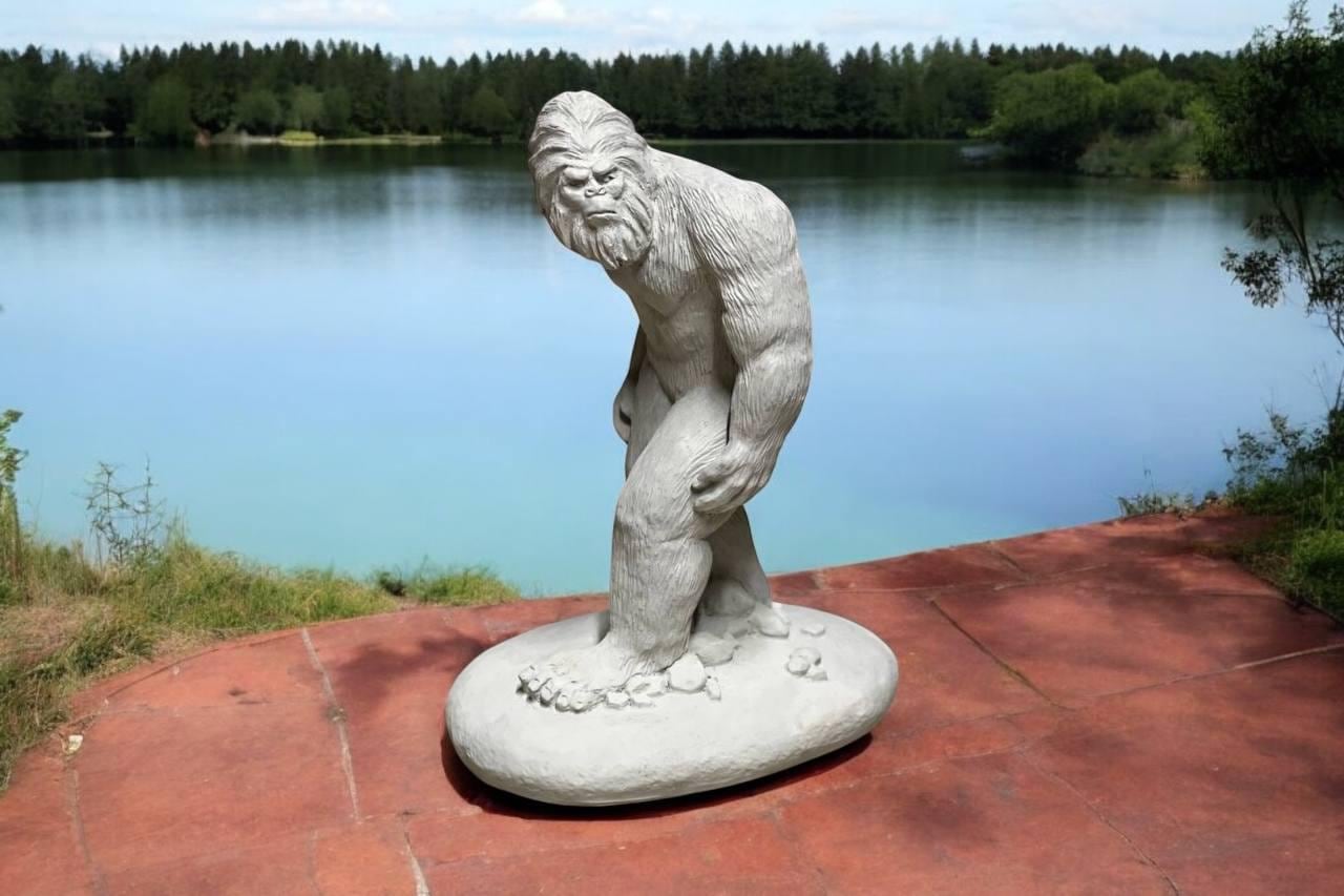 Large Bigfoot on base figure Massive Bigfoot garden statue Concrete Snowman sculpture Cement winter man decoration Made in USA