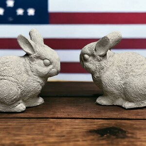 Two Rabbits Figure Concrete Pair of Rabbits Figurine Couple Bunnies ...