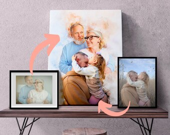 Painting From Photo, Wedding Illustration, Engagement Gift for Friend, Wedding Gift, Anniversary Gift, Custom Couple Portrait Watercolor Art