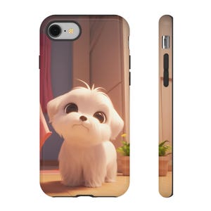Bonita funda para iPhone y Samsung con diseño de perrito adorable de dibujos animados
