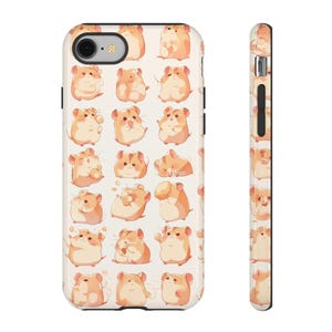 Bonita funda de teléfono con diseño de hámster de dibujos animados para iPhone y Samsung.