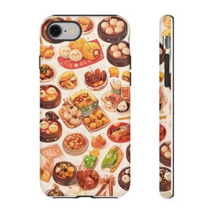 iPhone用点心携帯ケース かわいいアジア料理デザイン、丈夫なカバー、グルメギフト、点心愛好家のためのトレンディな保護ケース