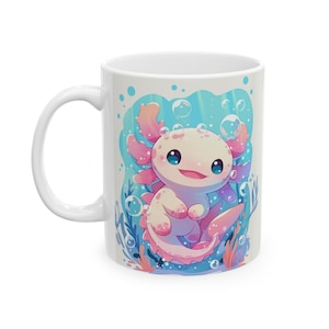 Whimsical Underwater Ceramic Mug - Cute Axolotl Design for Garden Lovers, Fun Gift for Aquatic Enthusiasts, Perfect for Birthdays, Tea