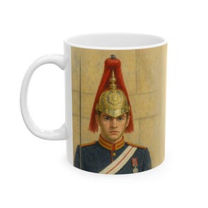 Artistic Ceramic Mug - Vintage Military Soldier Design, Unique Gift for History Lovers, Decorative Coffee Cup, Personalized Drinkware