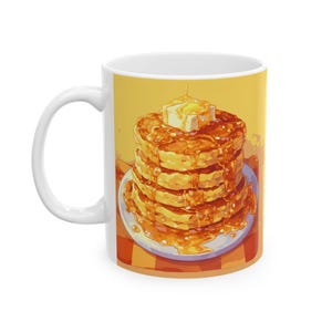 Pfannkuchen-Liebhaber-Tasse Frühstückskaffeetasse mit Ahornsirup und Ei-Design Perfektes Geschenk für Feinschmecker und Küchenliebhaber