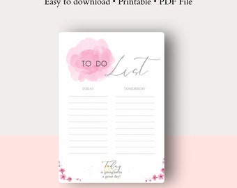 Minimalist printable to-do list | Daily and weekly planner checklist pdf | Print at home | organizer list | To do list