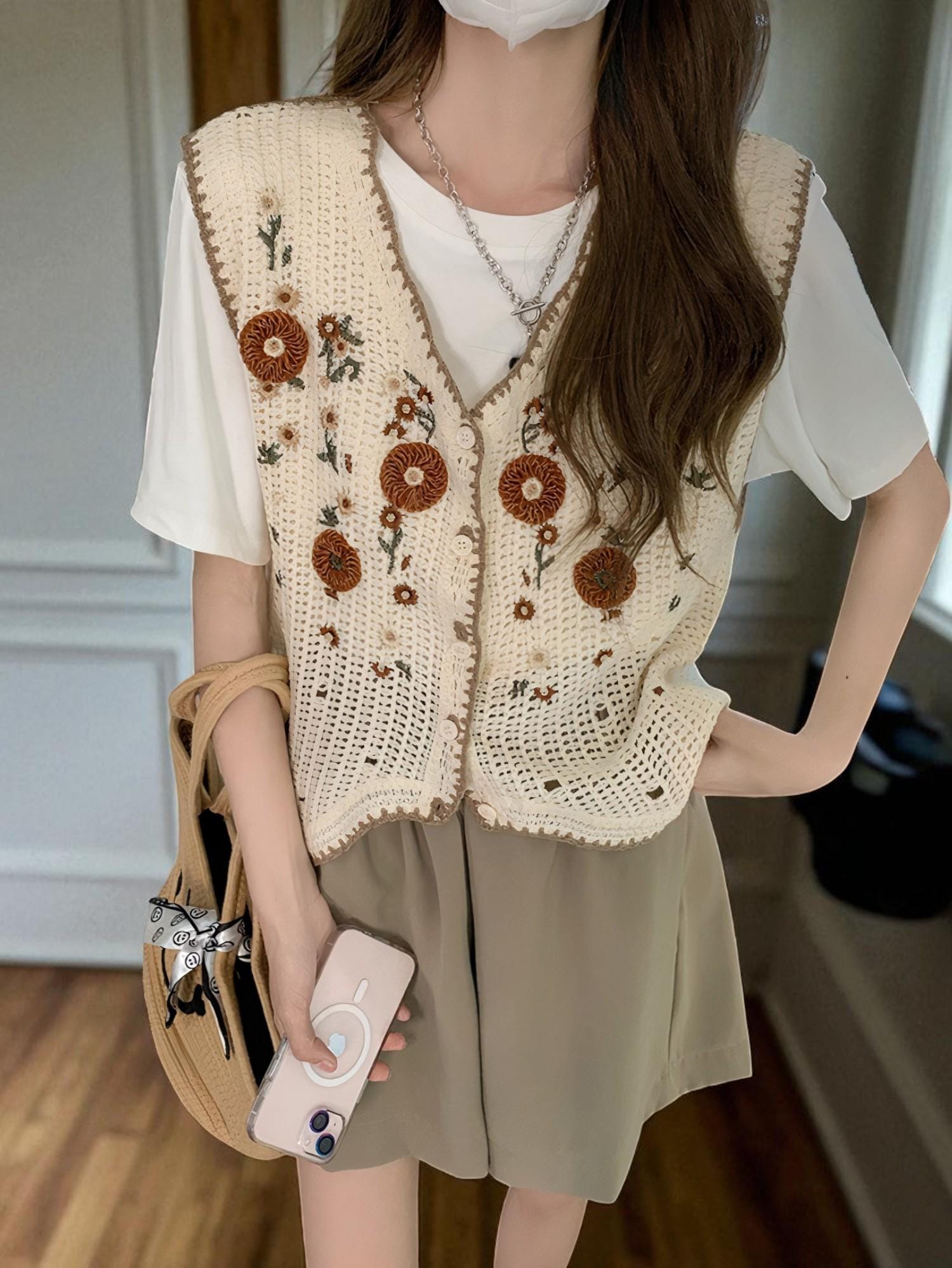 Floral Sweater Vest - Etsy