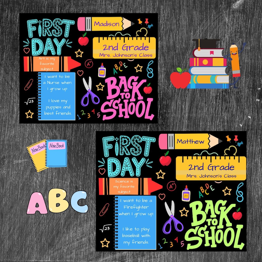 Editable Back to School Sign, First Day of School Poster, Colorful ...