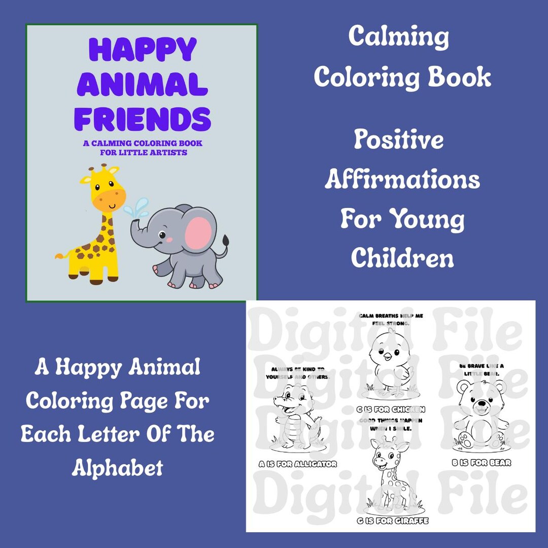 Alphabet Animal Coloring Book: Positive Affirmations for Kids (PDF ...