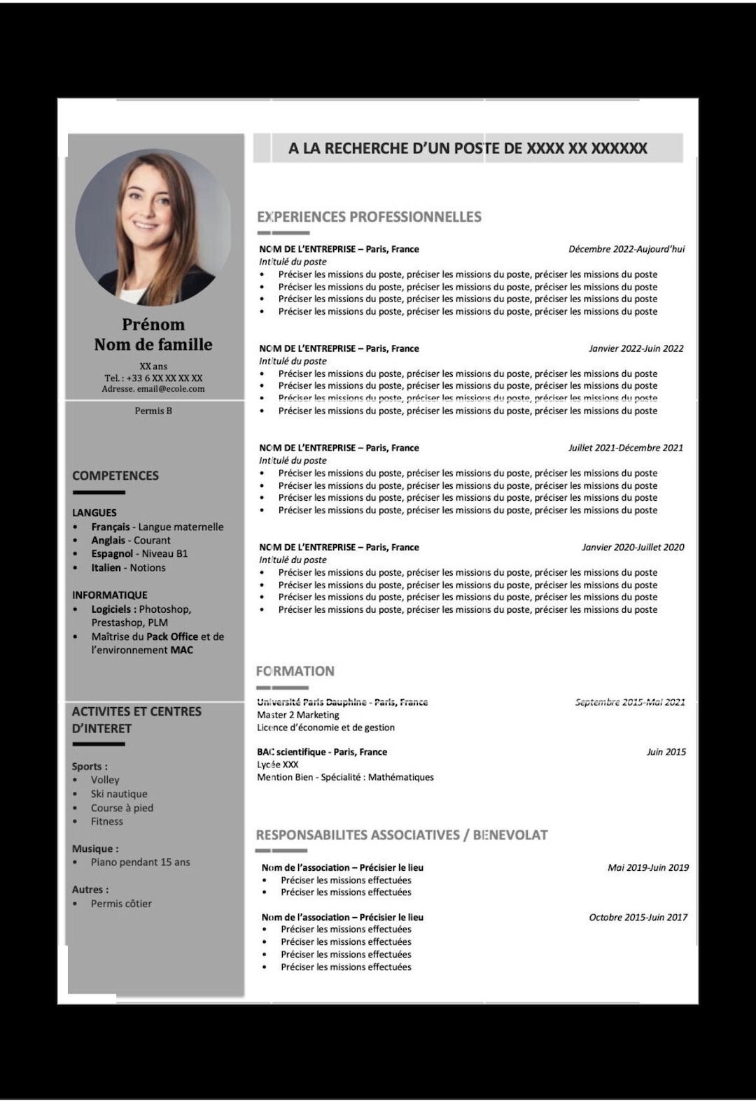 Simple CV Template Etsy