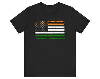 アイルランド系アメリカ国旗 セントパトリックスデーTシャツ - アイルランドクローバーシャツ