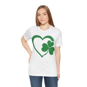 Heart on St Patricks Day Unisex Tee - Irish Ireland Clover Paddy Tshirt, Lucky Green Shirt, Celebration Apparel