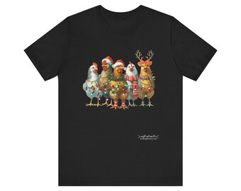 Christmas Chickens Lights Graphic Tee, Unisex Holiday T-Shirt