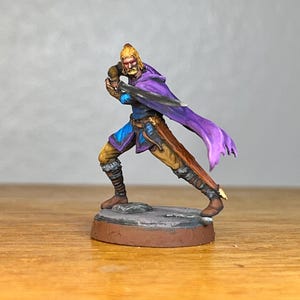 Painted Miniature, Painted Fighter w/ Sword, Painted DND D&D Dungeons and Dragons Pathfinder Miniature from Mammoth Factory