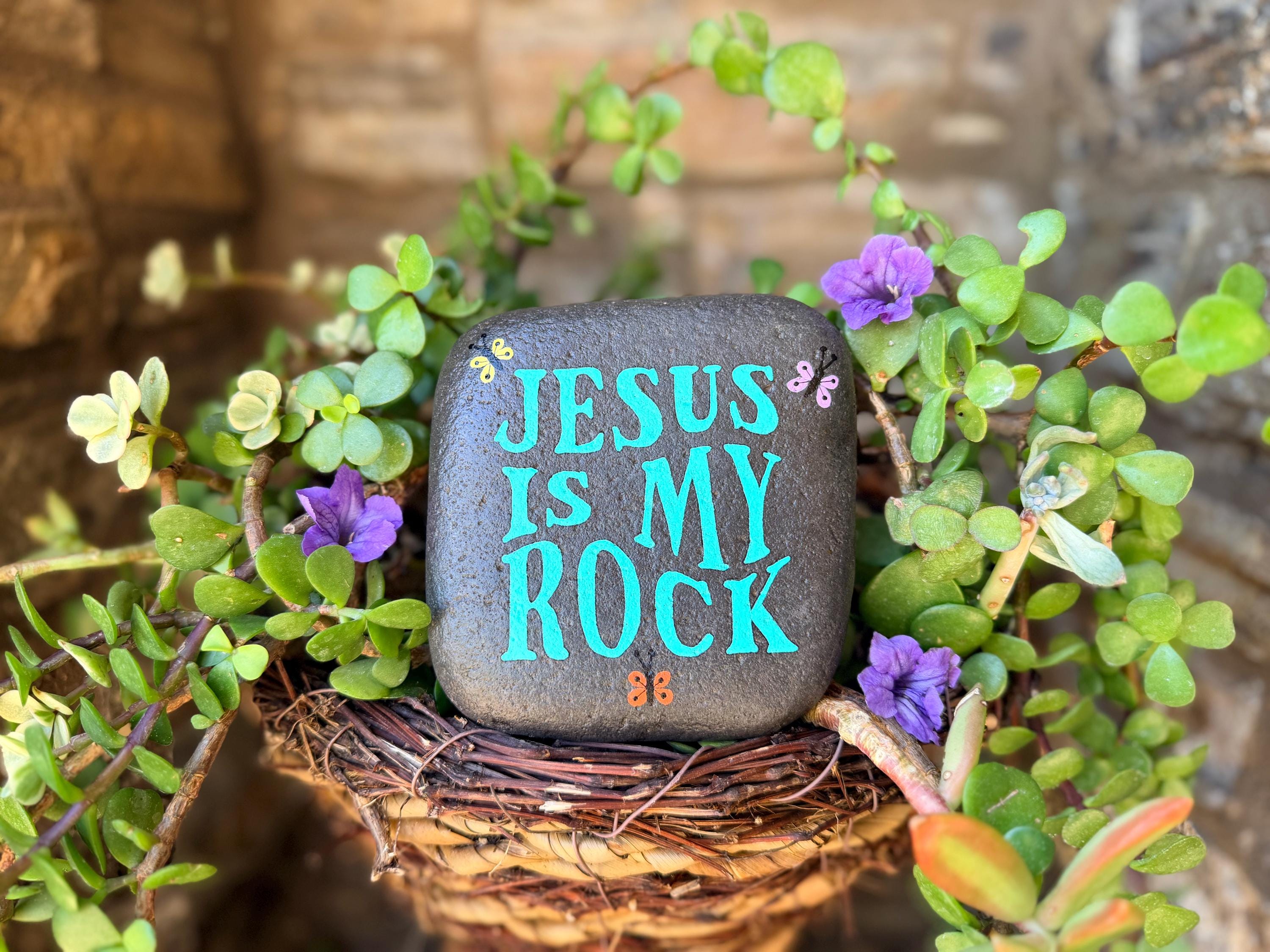 Christian Garden Stone, Hand-painted 