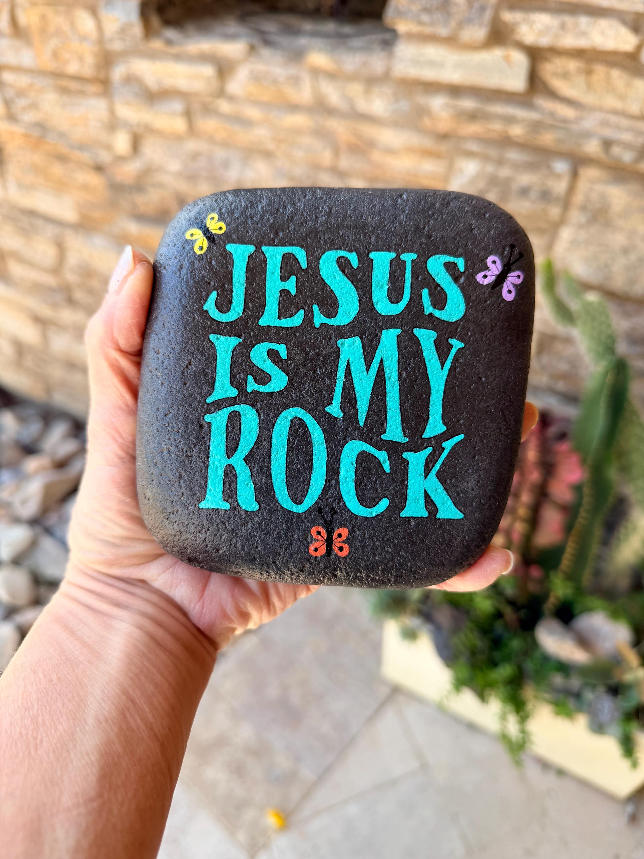 Christian Garden Stone, Hand-painted 