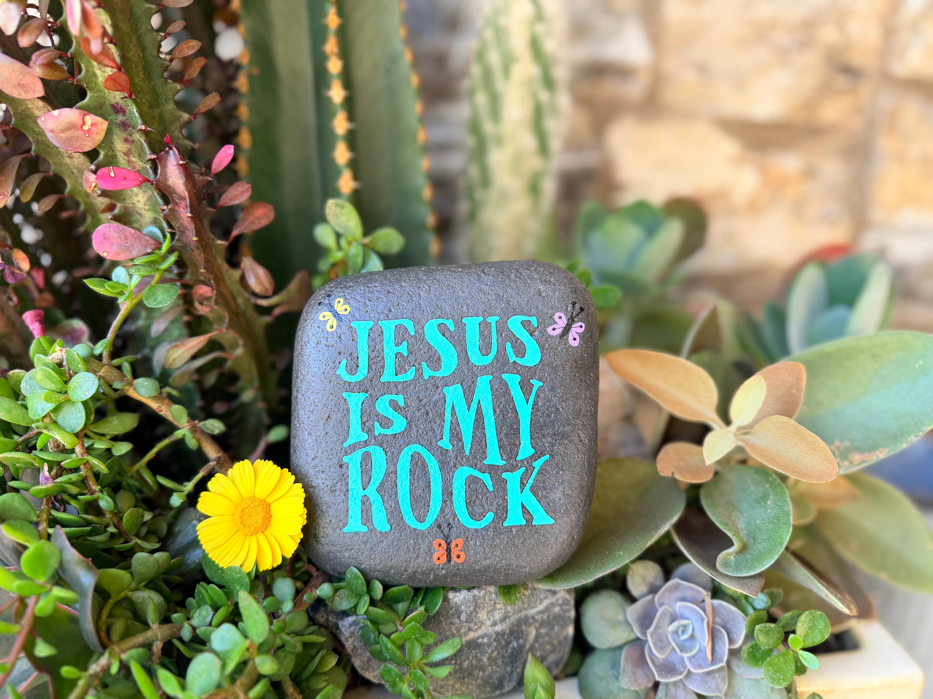 Christian Garden Stone, Hand-painted 