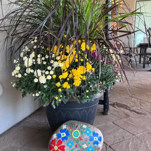 Hand-Painted Ladybug Garden Stone: Whimsical Flower Rock, Porch Decor
