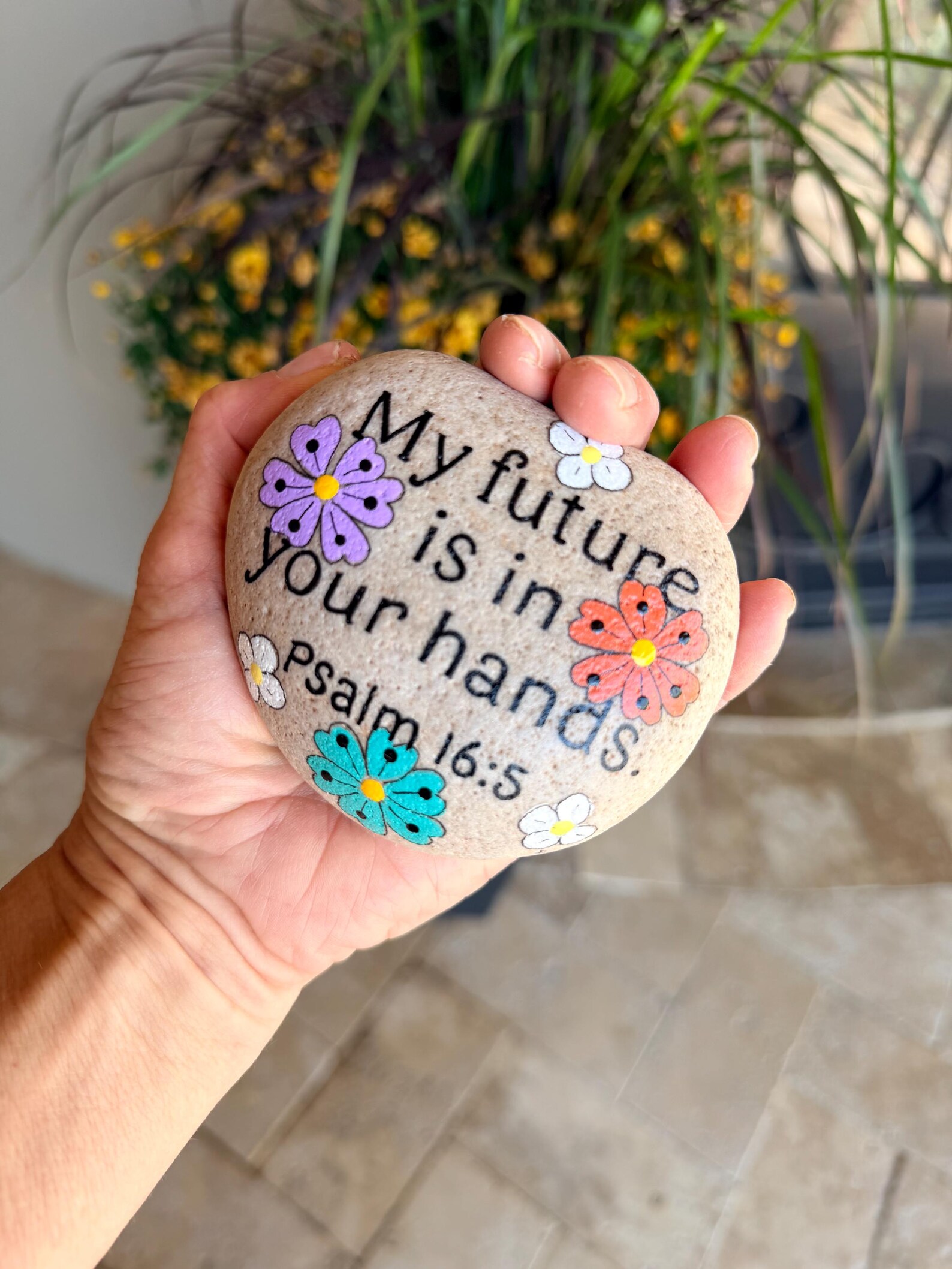 God Rocks Paperweight Scripture Paperweight Rock. Hand-painted Inspirational Stone. Psalm 16: ...
