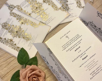 Tamil wedding card/A5 (14,85*21 cm)/ Gold foil wedding card/ Bruiloft uitnodigingskaarten/ traditional wedding/ Royal wedding invitations
