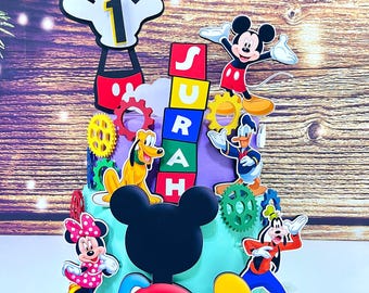 Mickey Mouse Clubhouse Cake Topper: Custom Name & Age, 3D Design