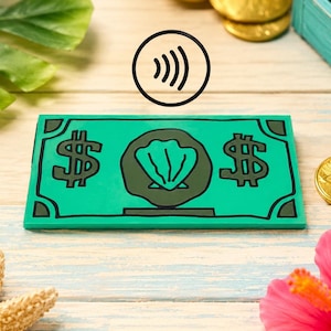 Money tap and pay holder - 3d printed dollar bill card holder with seashell