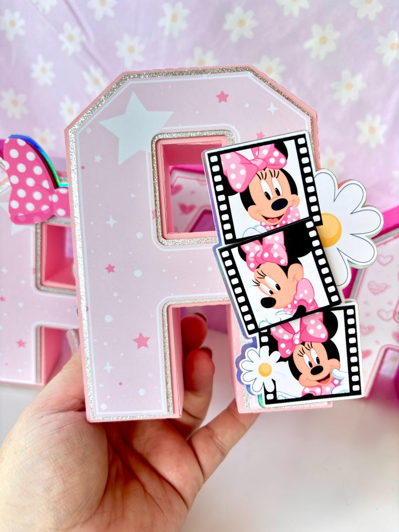Minnie Mouse pink 3D letters personalized birthday party decor for girls