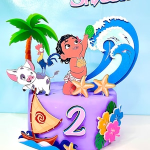 Baby Moana Cake Topper - Tropical Ocean Birthday Party Decoration - Custom Baby Moana Theme Topper