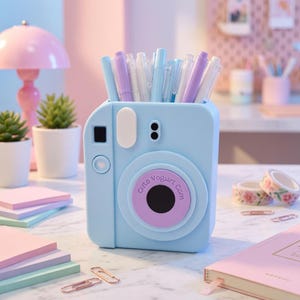 Portalápices para cámara Instax Mini - Organizador de escritorio y portalápices Kawaii impreso en 3D / Regalo adorable
