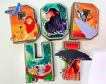 Lion King 3D-letters – Gepersonaliseerde naamdecor dierthema voor kinderen, verjaardag, babyshower en kinderkamer – Safari-feestdecoratie