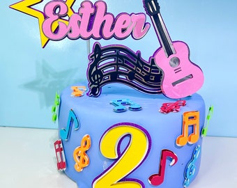 Muziektaarttopper - Muziektaartdecoratie - Muziekfeest - Muziekverjaardag