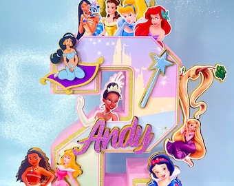 Anpassade Disney Prinsessor 3D-bokstäver | Personlig födelsedagsdekoration | Barnfestdekoration