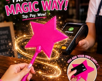 Tap to Pay Magic Star Wand – Viral Kreditkartenhalter | Lustiger kontaktloser Zahlungs-Zauberstab | Eigene Karte hinzufügen | Einzigartiges Geschenk