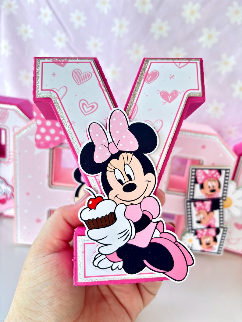 Minnie Mouse pink 3D letters personalized birthday party decor for girls