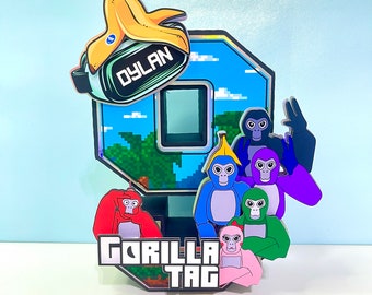 Gorilla Tag Party Decor: 3D Number Centerpiece, Gamer Birthday