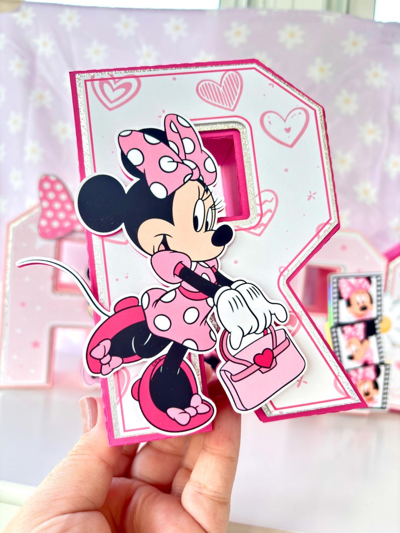 Minnie Mouse pink 3D letters personalized birthday party decor for girls