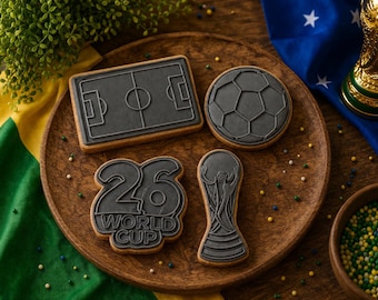 Soccer Cookie Cutters Set World Cup 2026 Football Cookies Soccer Party Birthday Fondant Stamp Playdough Cutter Sports Decor