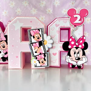Minnie Mouse pink 3D letters personalized birthday party decor for girls